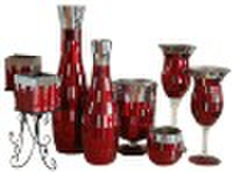 mosaic glass candle holder and  vase