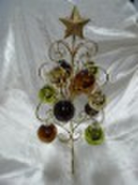 glass ball ornaments w/wire tree stand blown glass