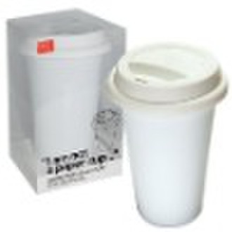 double wall ceramic cup with silicone lid