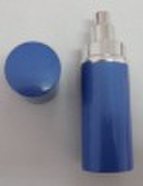 perfume glass bottle with blue decoration