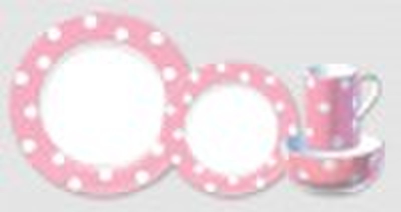 HMCD128  16pcs round decal ceramic dinnerware