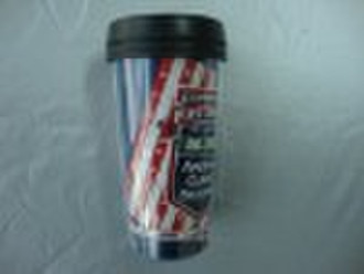 double wall plastic mug with paper insert