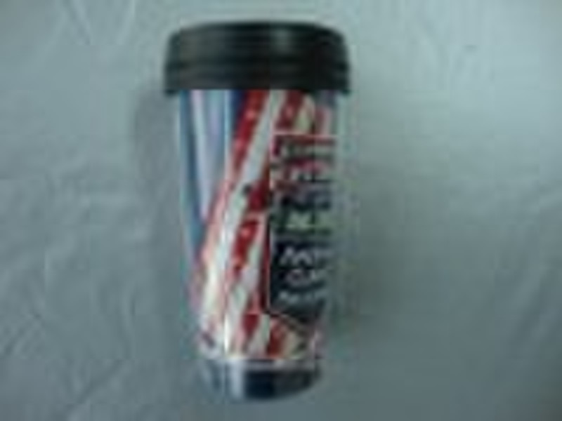 double wall plastic mug with paper insert