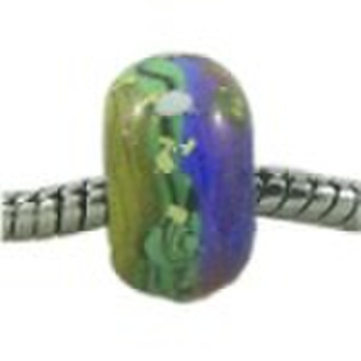 Glass fashion beads with metal rope