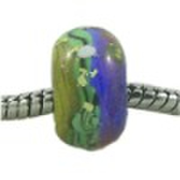 Glass fashion beads with metal rope