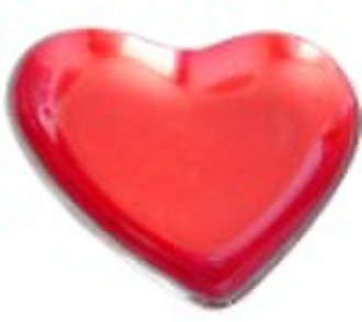 13x13cm heart-shaped glass plate with foil/candle