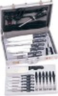 24pcs pp handle kitchen knife set with case/case k