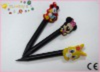 Black Wooden Pencil With Kid's  PVC Pencil Top