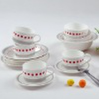 20pcs dinner set with red dot design