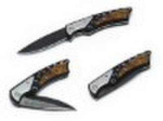 black blade ceramic pocket knife with stainless ha