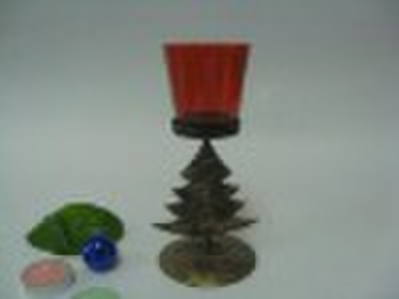 Red Tealight Glass Candle Holder glassware