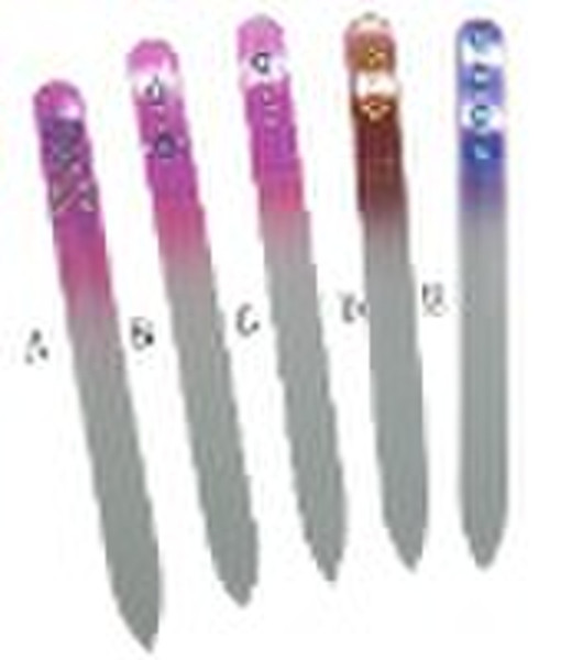 glass nail file w/rhinestone