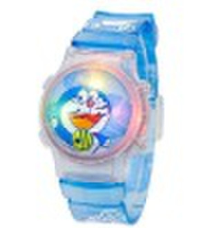 DORAEMON flip top LCD watch with flashing light