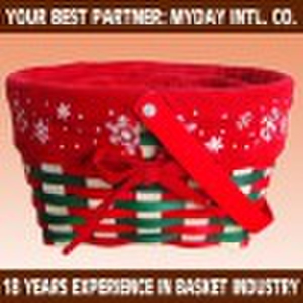 Christmas basket with corduroy liner