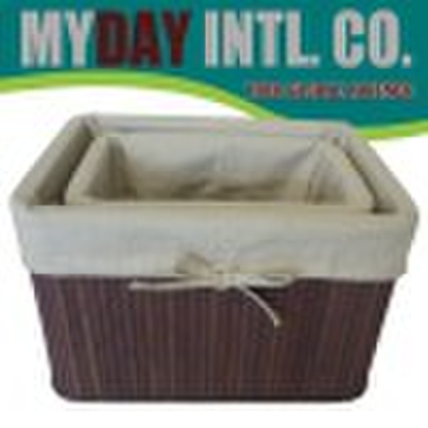 Set of 2 bamboo Underware storage basket with cott