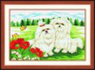Morden mural,beautiful counted cross stitch, dogs