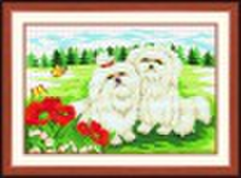 Morden mural,beautiful counted cross stitch, dogs