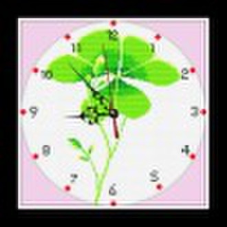 Morden clock,100%cotton cross stitch,clover