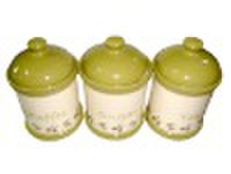 3PCS CERAMIC STORAGE JAR SET