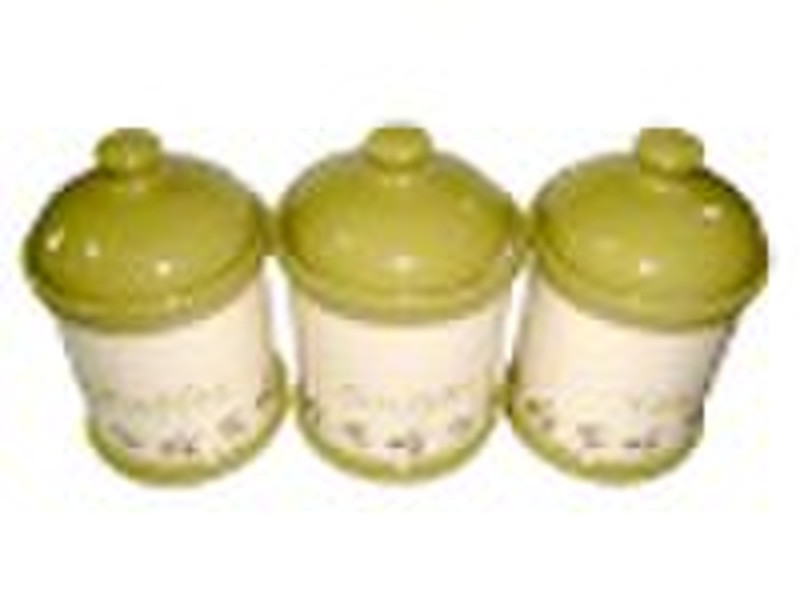 3PCS CERAMIC STORAGE JAR SET