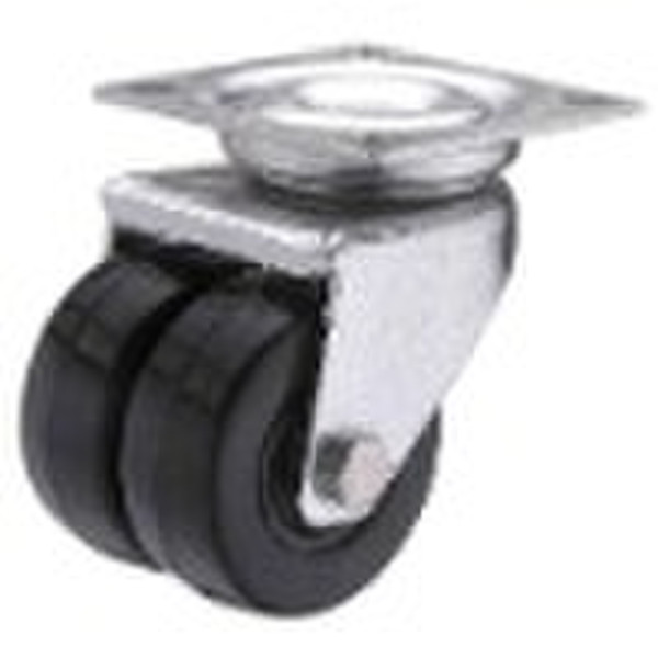 Hard rubber  twin  wheel caster with brake