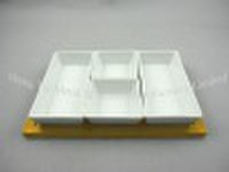Porcelain dish with bamboo Tray