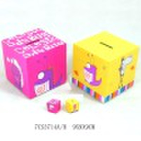 colorful children monster wooden coin bank