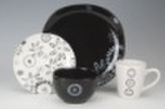 reactive glazing with decal stoneware