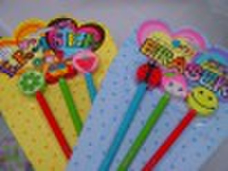 3pcs Frucht Radiergummi oben Bleistift-Set