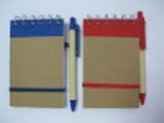 mini paper recycle notebook with ballpen