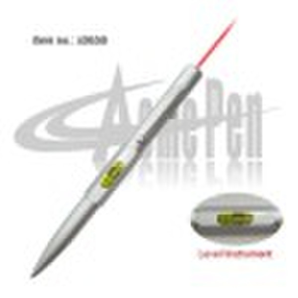 Multifunction ball pen with laser pointer and leve