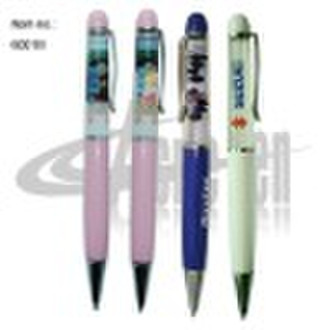 Multifunction ball pen with liquid floater