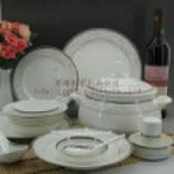 56pcs round shape ceramic plate and bowl dinner se