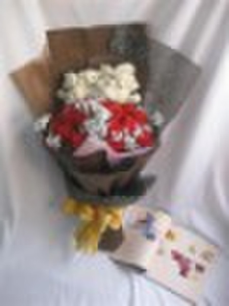 valentine artificial flower bouquet with teddy bea