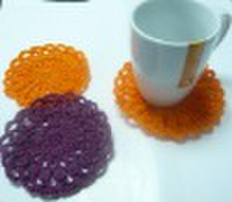 crocheted cup mat pad