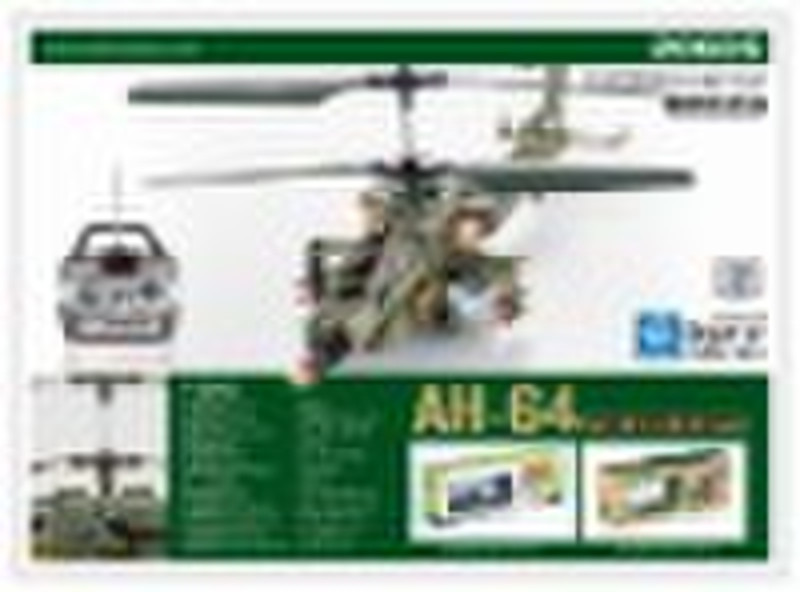 Middle size Apache 3 channel rc helicopter with gy