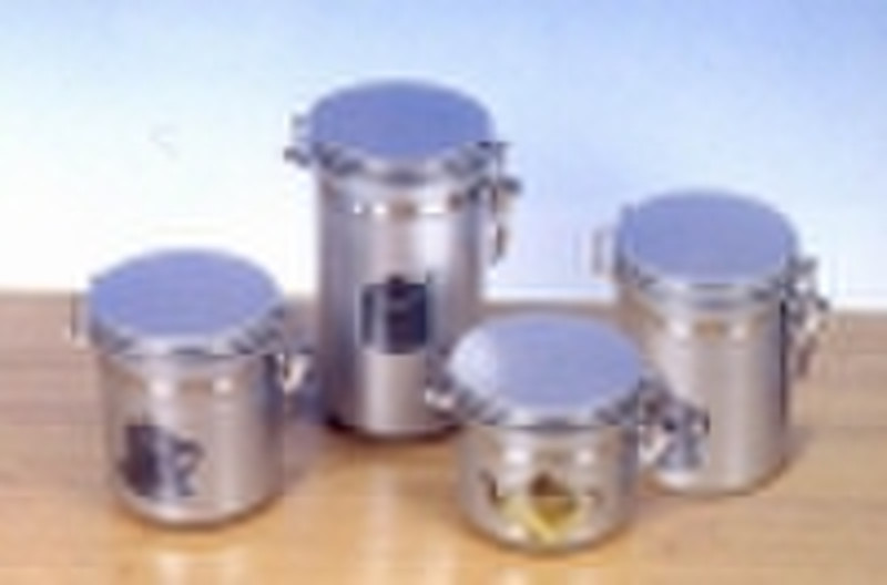 4pcs Silver Plastic Canister W/printing Set