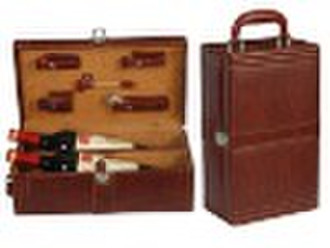 Deluxe PU leather wine carrier with handle