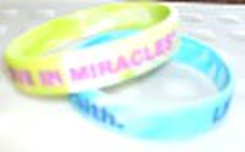 color filled silicone wristband