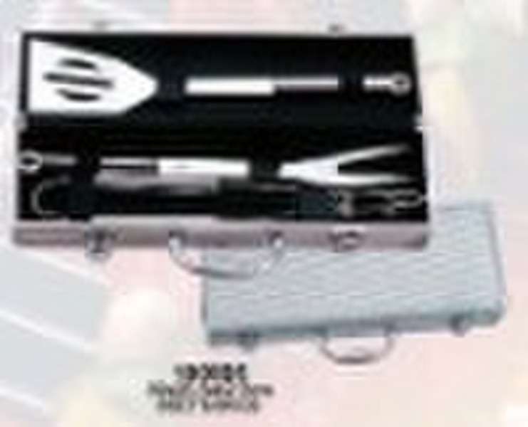 3 pcs bbq tool with aluminum case