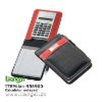 Genuine leather promotional notepad with calculato