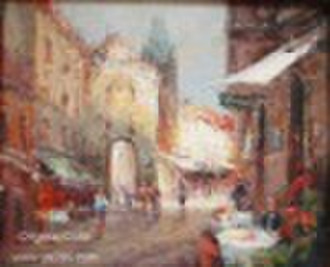 100% handmade street view oil painting, house oil