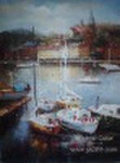 sea and boat oil painting
