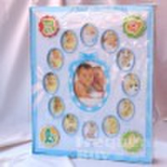 Blue Baby First Year album with photo frame displa