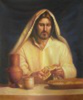 canvas oil painting (Breaking Bread at Emmaus)