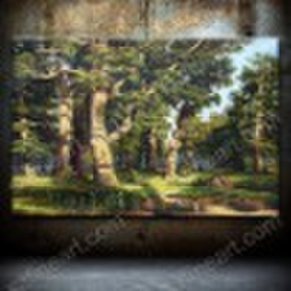 High quality oil painting of realistic forest land