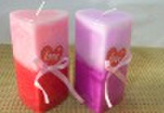 Red or Purple Heart Shaped Carved Pillar Candle