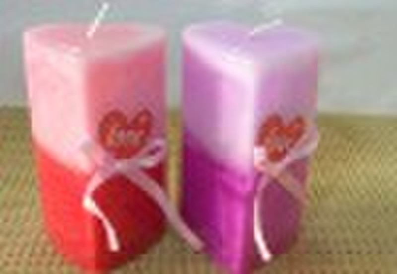 Red or Purple Heart Shaped Carved Pillar Candle