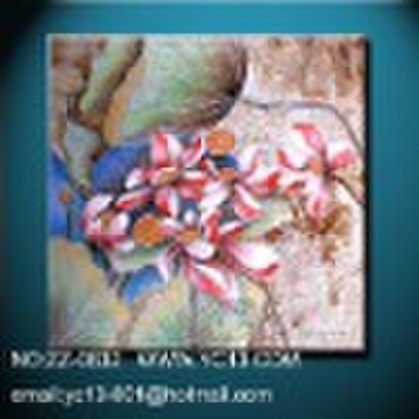 Handmade lotus canvas oil painting