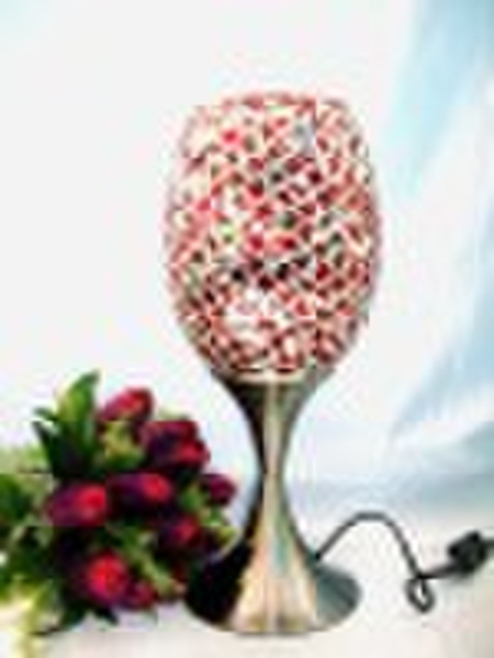 cup-like indoor metal and mosaic table lamp